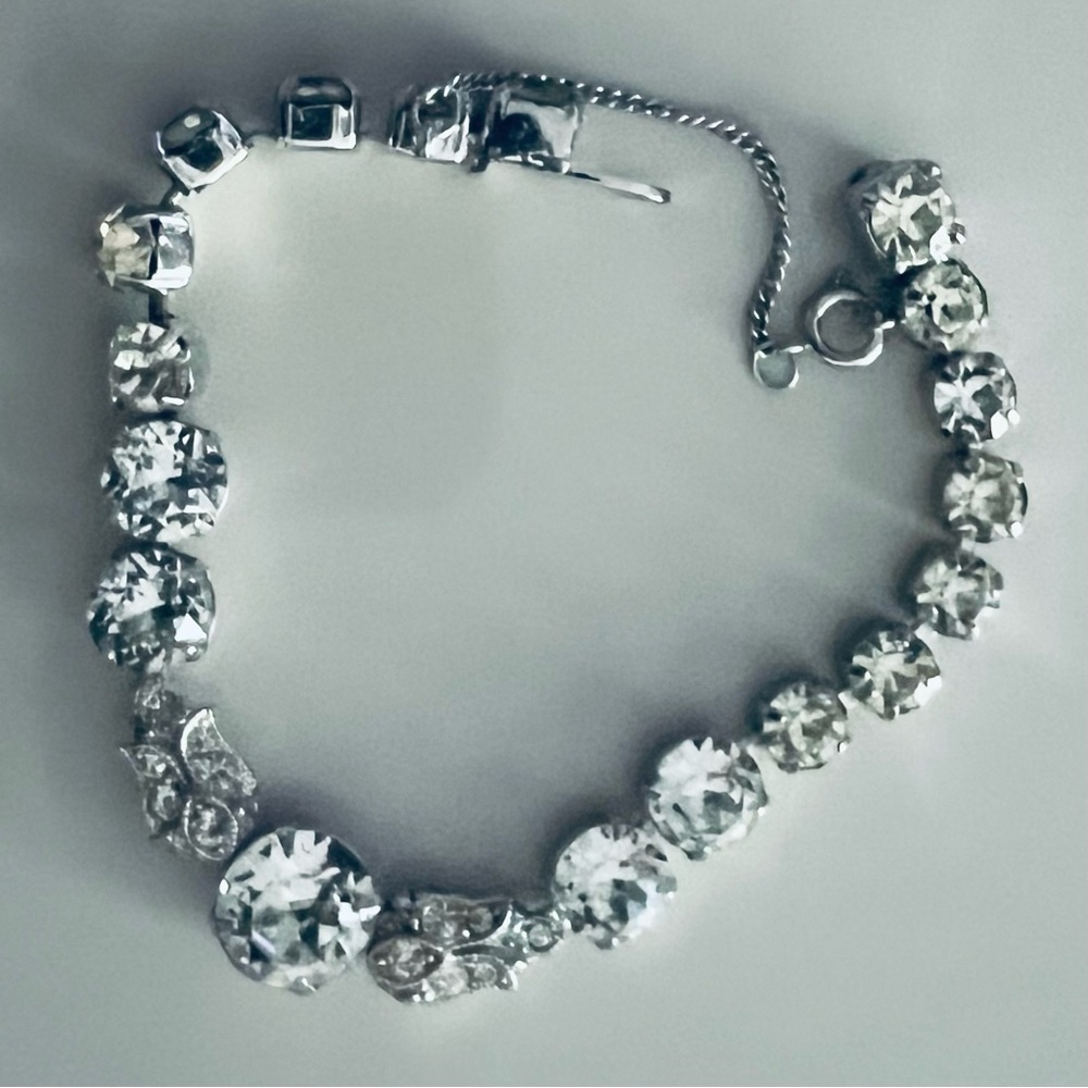 Vintage Silver Rhinestone Crystal Bracelet